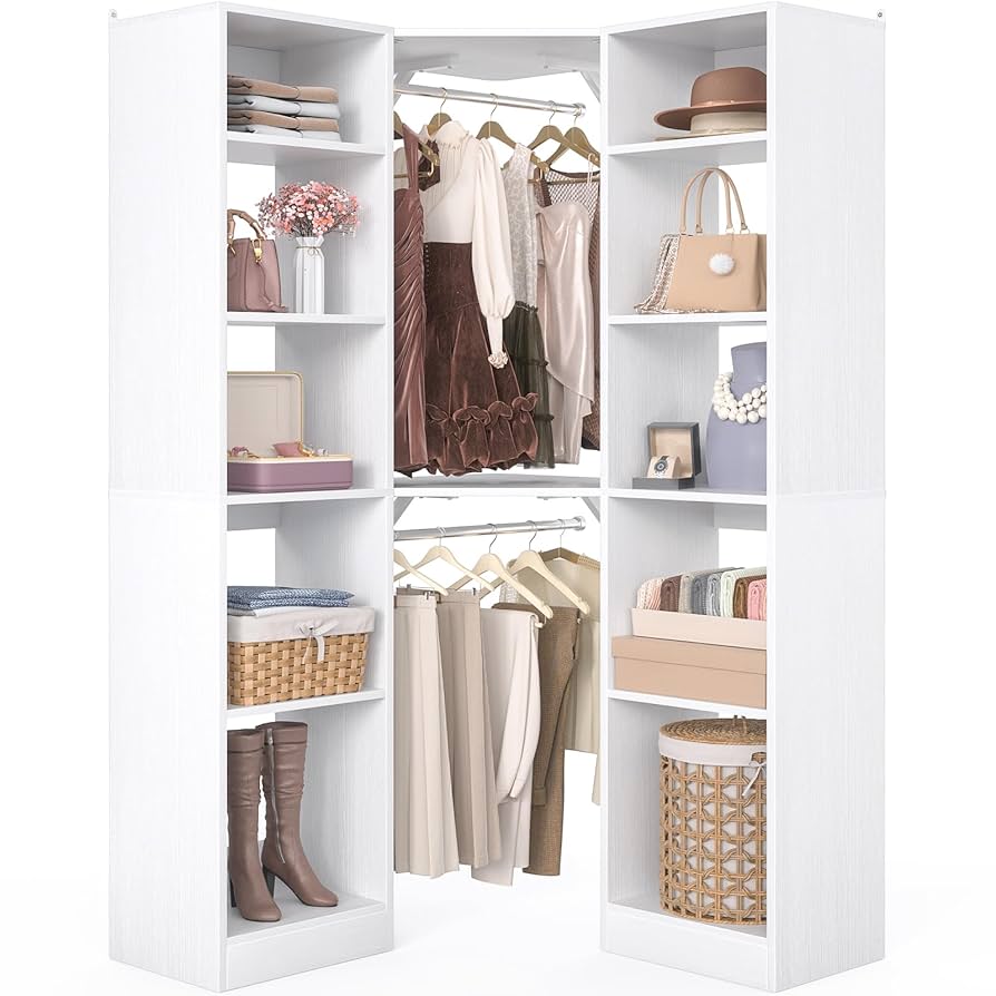 ncloset ページ Amazon.com: Besiost Corner Closet System with 2 Sets, 63.2